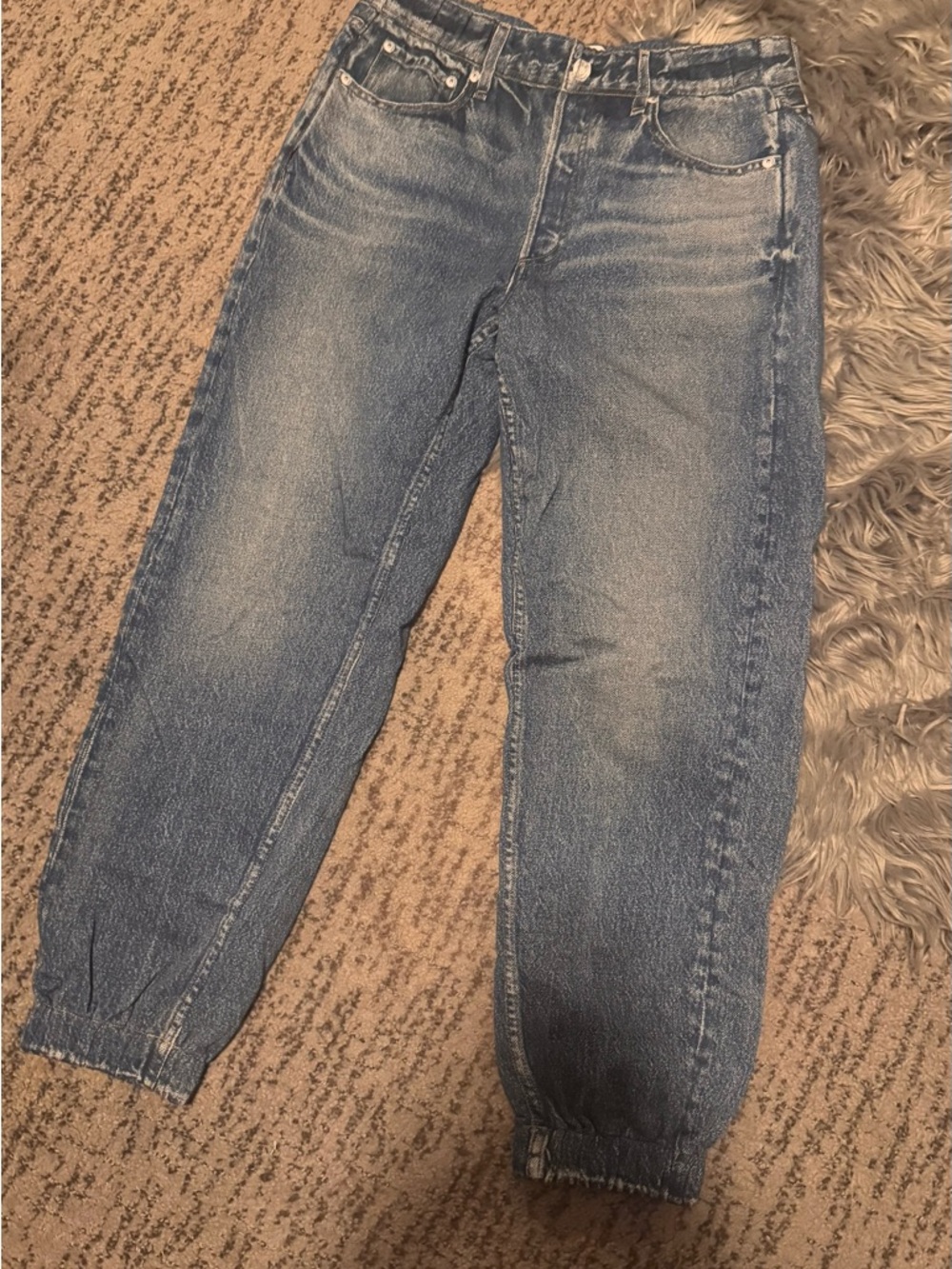 rag & bone Light Blue Boyfriend Jeans with Elastic Cuffs